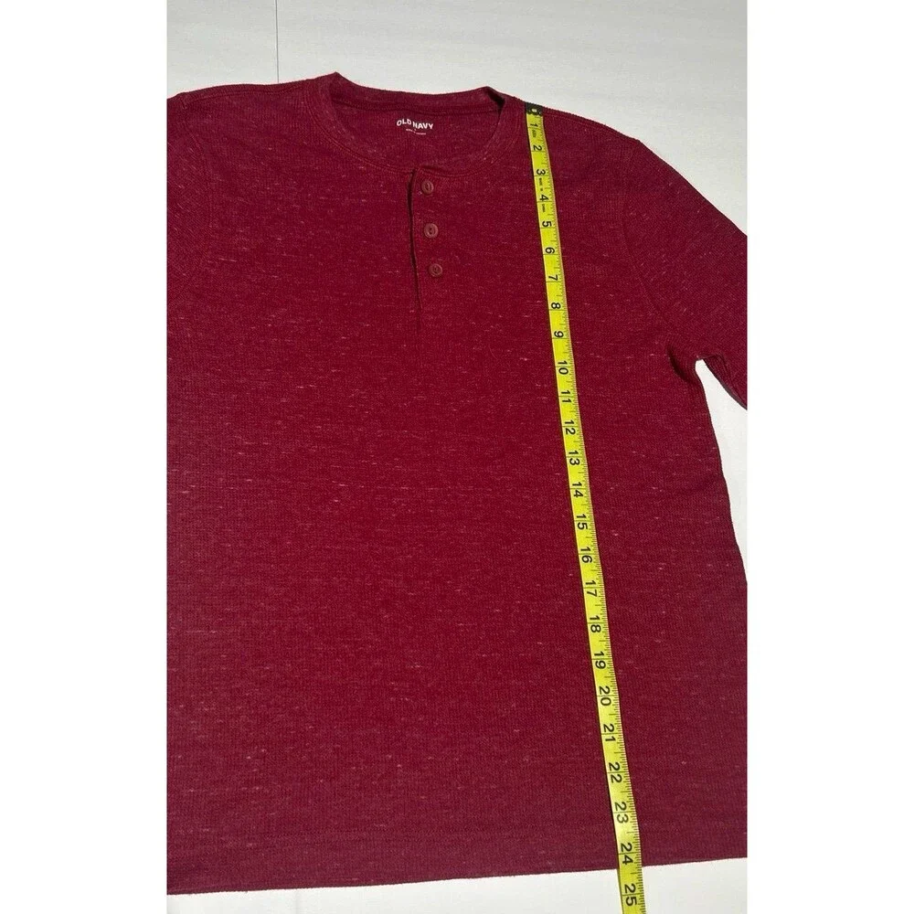 Old Navy Men's Maroon Waffle Knit Henley Shirt - Size Small